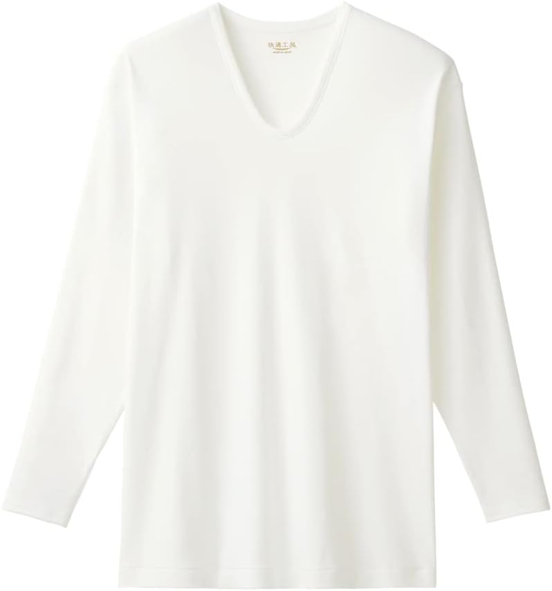 Gunze KQ3012 KQ3012 Men's T-shirt, Comfortable Workshop, All Seasons, Long Sleeves, Long Sleeve, U-Neck, 100% Cotton, Made in Japan, Underwear, Antibacterial, Odor Resistant