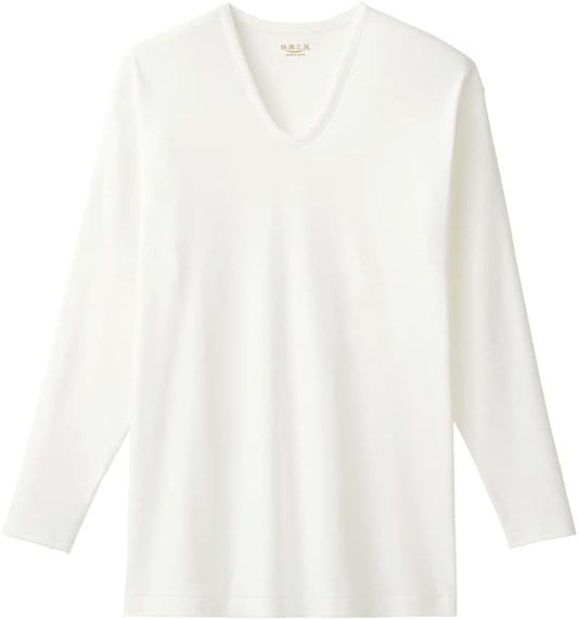 Gunze KQ3012 KQ3012 Men's T-shirt, Comfortable Workshop, All Seasons, Long Sleeves, Long Sleeve, U-Neck, 100% Cotton, Made in Japan, Underwear, Antibacterial, Odor Resistant