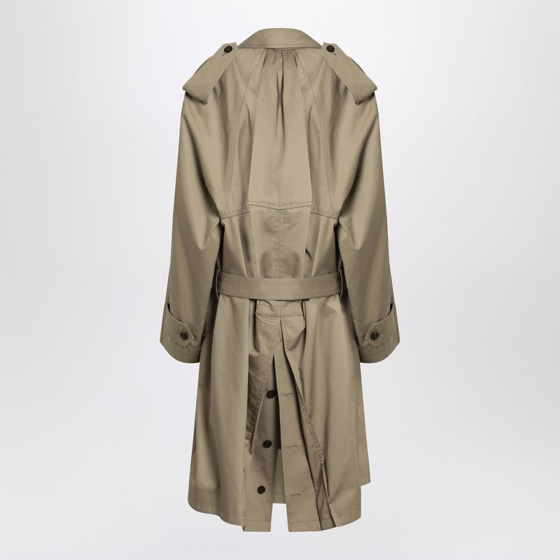 Balenciaga Beige Double Bested Cotton Trench Coat - Image 1