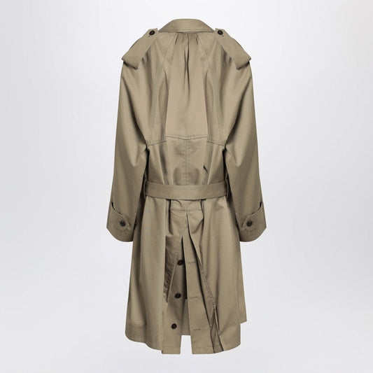 Balenciaga Beige Double Bested Cotton Trench Coat - Image 1
