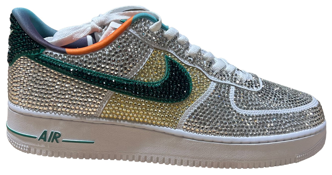 BOSSI 'WHITE AND GREEN' RHINESTONE SNEAKERS