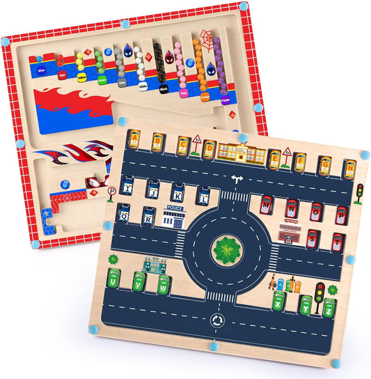 Montessori Magnetic Toy 2in1 Magnetic Color and Number Maze Educational Toy Wooden Board for Early Learning for Kindergarten Activities and Busy Play Magnetic Toy