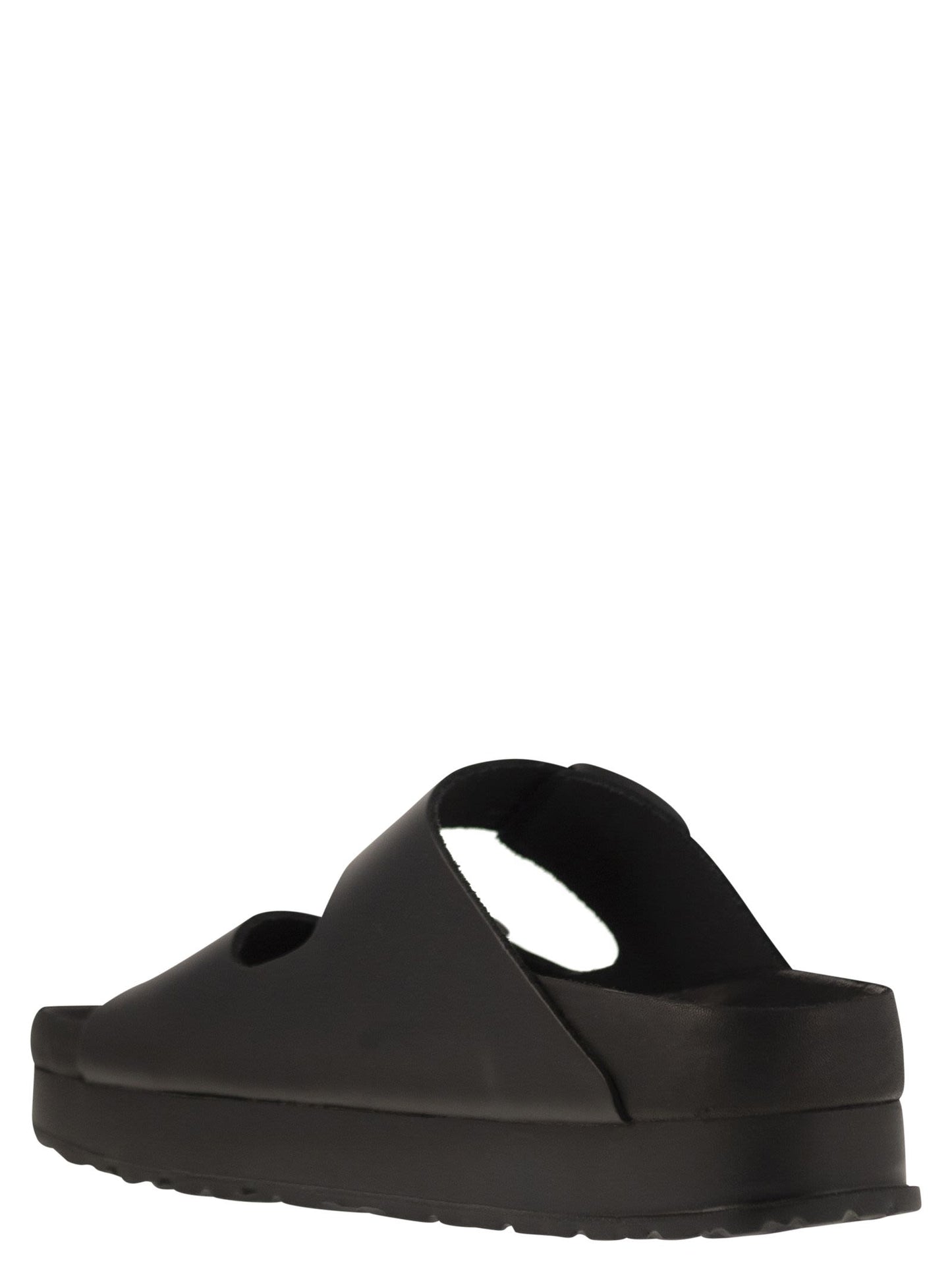 Birkenstock 革のバックル付きのビルケンシュトックアリゾナプラットフォームスリッパ - Image 1
