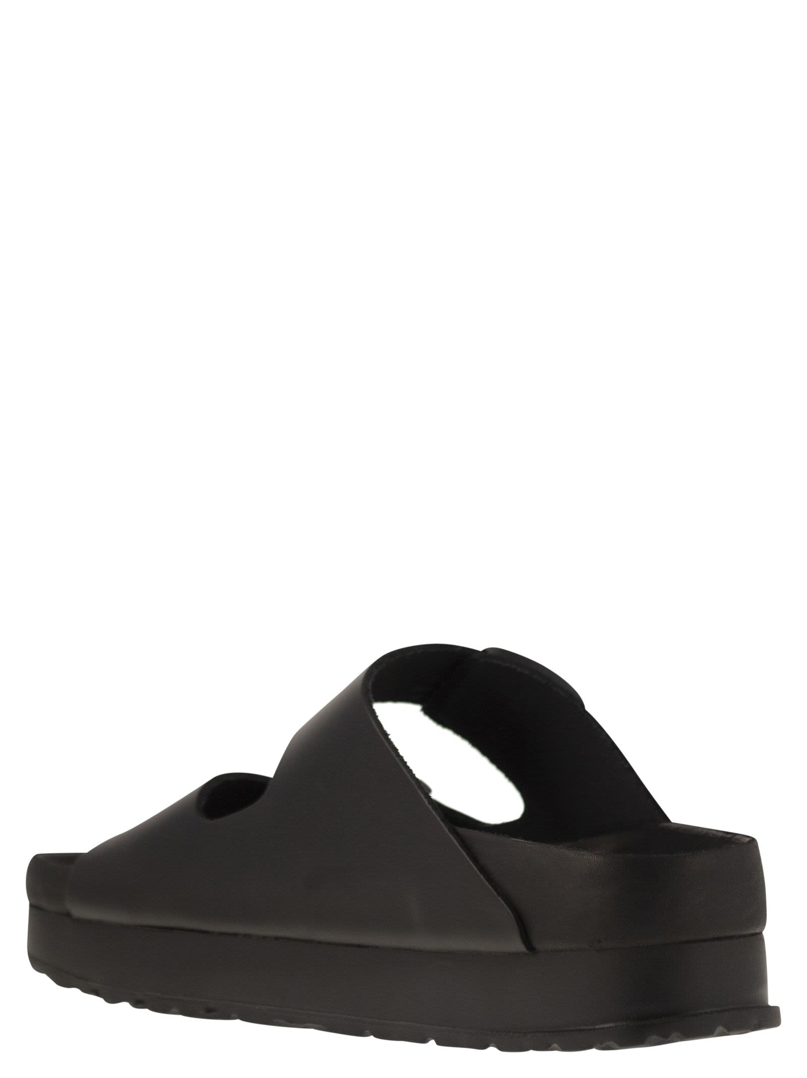 Birkenstock 革のバックル付きのビルケンシュトックアリゾナプラットフォームスリッパ - Image 1