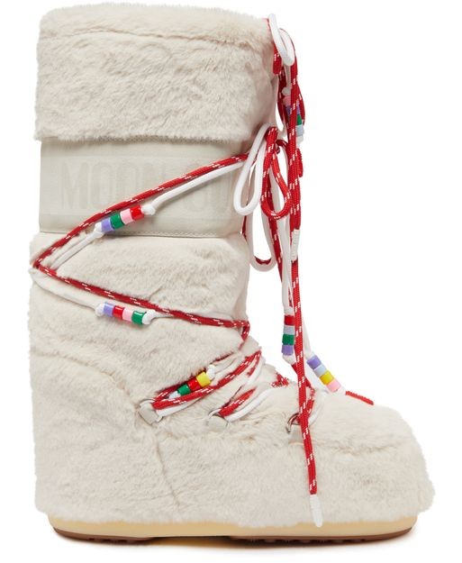 MOON BOOT アイコン フェイクファー ビーズ ブーツ - Image 1