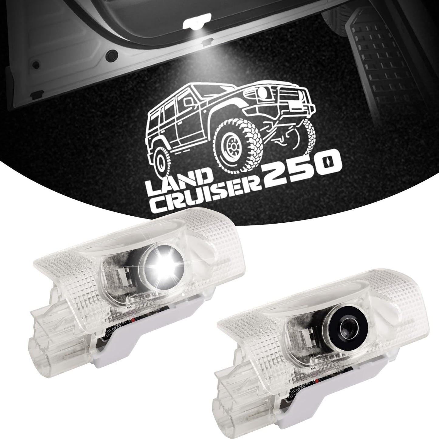 Toyota New Rank Land Cruiser 250 Courtesy Lamp LED Courtesy Light with Laser Logo TRJ250W/GDJ 250W Type 5 Seater 7 Seater April 2024 - Present Door Welcome Light Exclusive Design Genuine