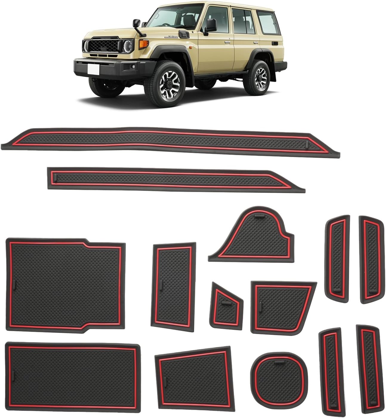 ruiya New Model Toyota Rankle 70 Land Cruiser 70 Exclusive Non-Slip Mat Rubber Mat Door Pocket Mat Interior Rubber Mat 70 Rank Accessories 70 Rank Parts Pocket Mat Scratch Resistant Non-Slip Anti-Slip