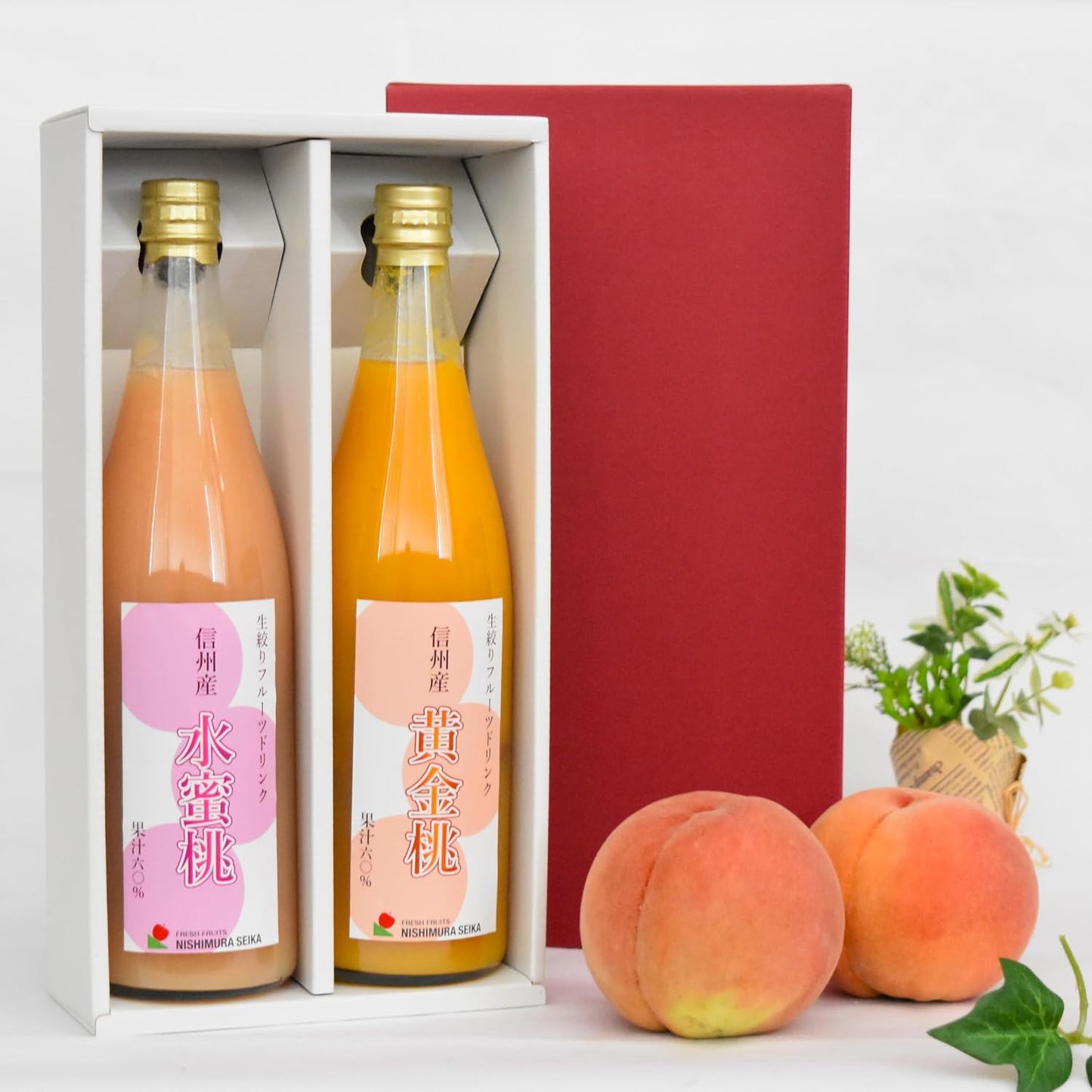 Authentic Peach Drink, Raw Peach Juice, Nagano-Produced, Taste Comparison 2-Pack Gift Present "Water Honey Peach and Golden Peach" Nagano Peach Fruit Drink Taste Comparison, Nagano-Produced, Nishimura