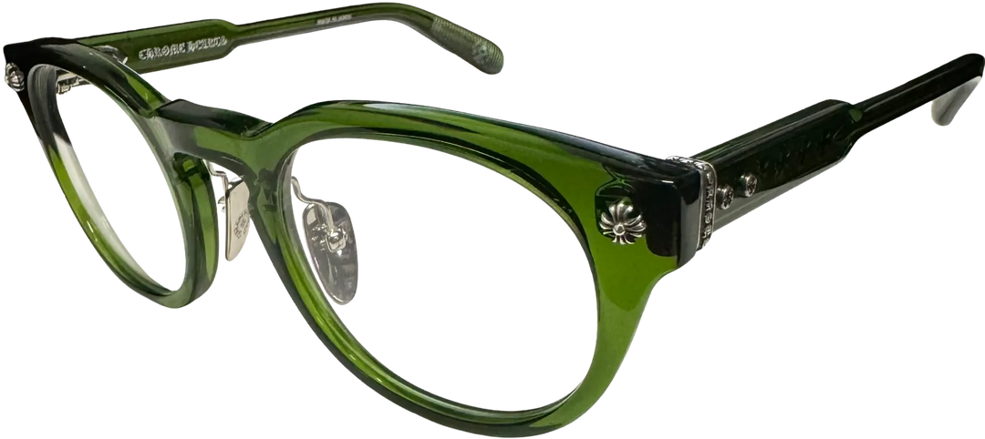 CHROME HEARTS 'DINGALONGLINGLONG' SILVER GREEN CRYSTAL GLASSES
