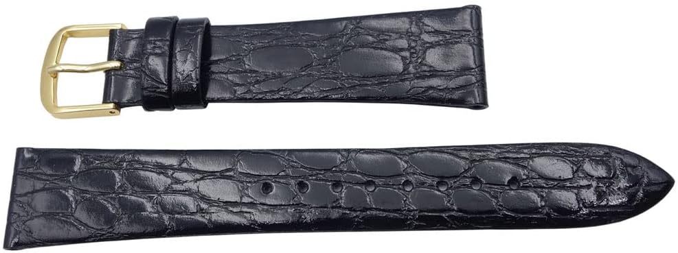 Seiko Watch Band, 0.8 inches (20 mm), DAP9 Cowhide Crocodile Embossed Black, Men's