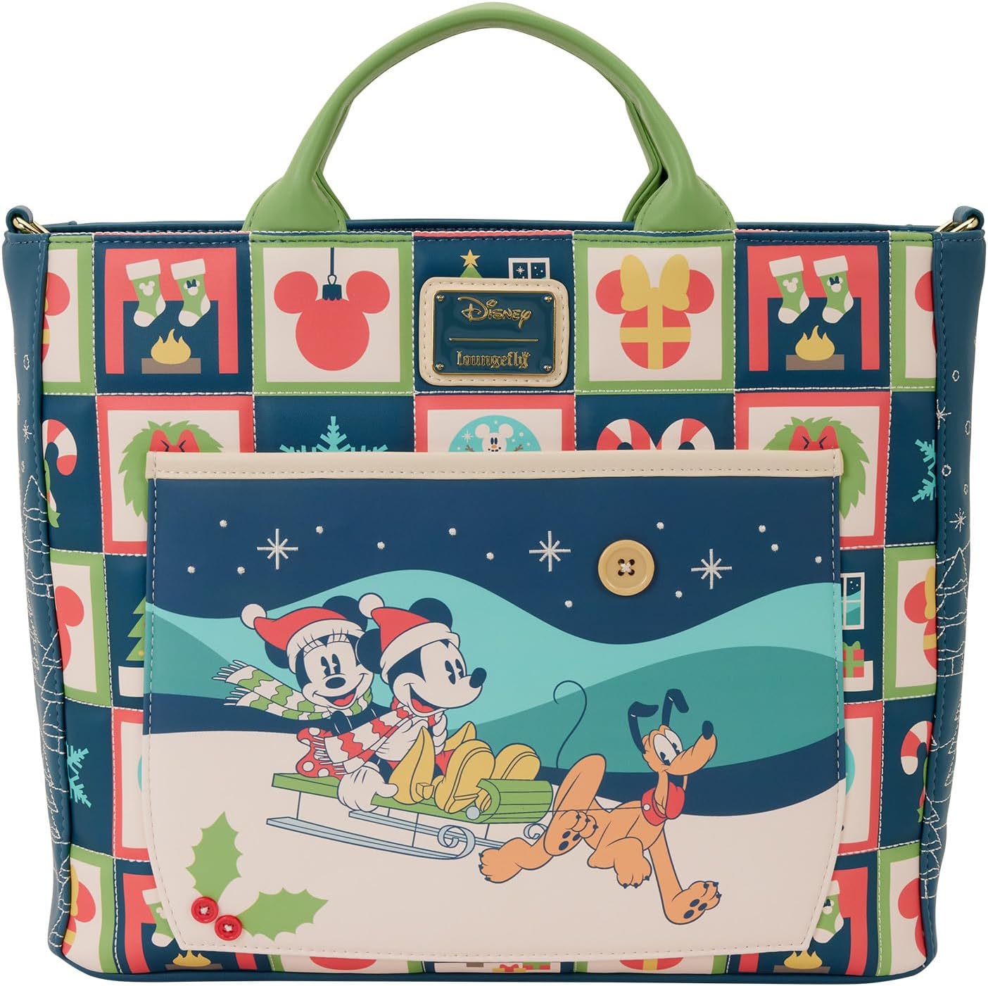 Loungefly Disney Mickey y Minnie Holiday Bolsa Tote Convertible