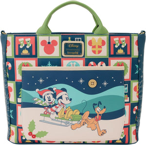 Loungefly Disney Mickey y Minnie Holiday Bolsa Tote Convertible
