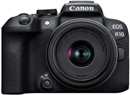 Canon EOS R10 Mirrorless Camera RF-S18-45mm F4.5-6.3 is STM Lens Kit Hybrid Camera 24.2MP CMOS (APS-C) Sensor for 4K Video Vlog Camera Content Creator (Black)