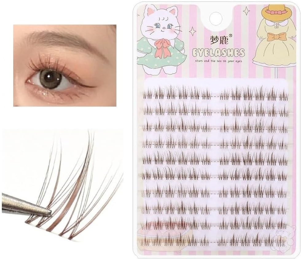 10 Rows/Box Sunflower Eyelashes Brown Black Cartoon False Eyelashes Natural Soft Large Capacity Anime Eyelash Extensions Beauty Tool (Brown)