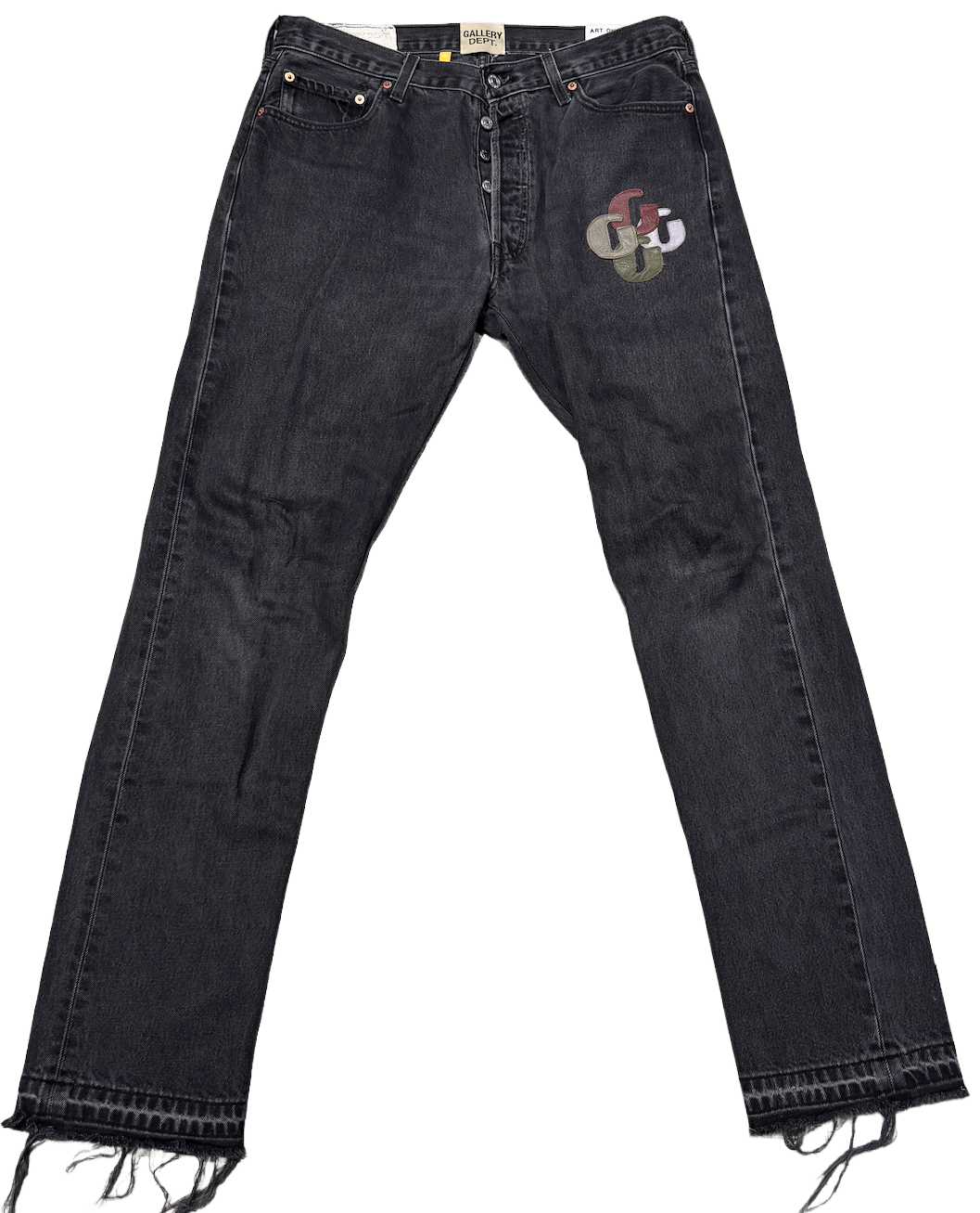GALLERY DEPT 'BLACK 5001 STRAIGHT LEG G PATCH' JEANS