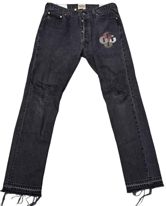 GALLERY DEPT 'BLACK 5001 STRAIGHT LEG G PATCH' JEANS