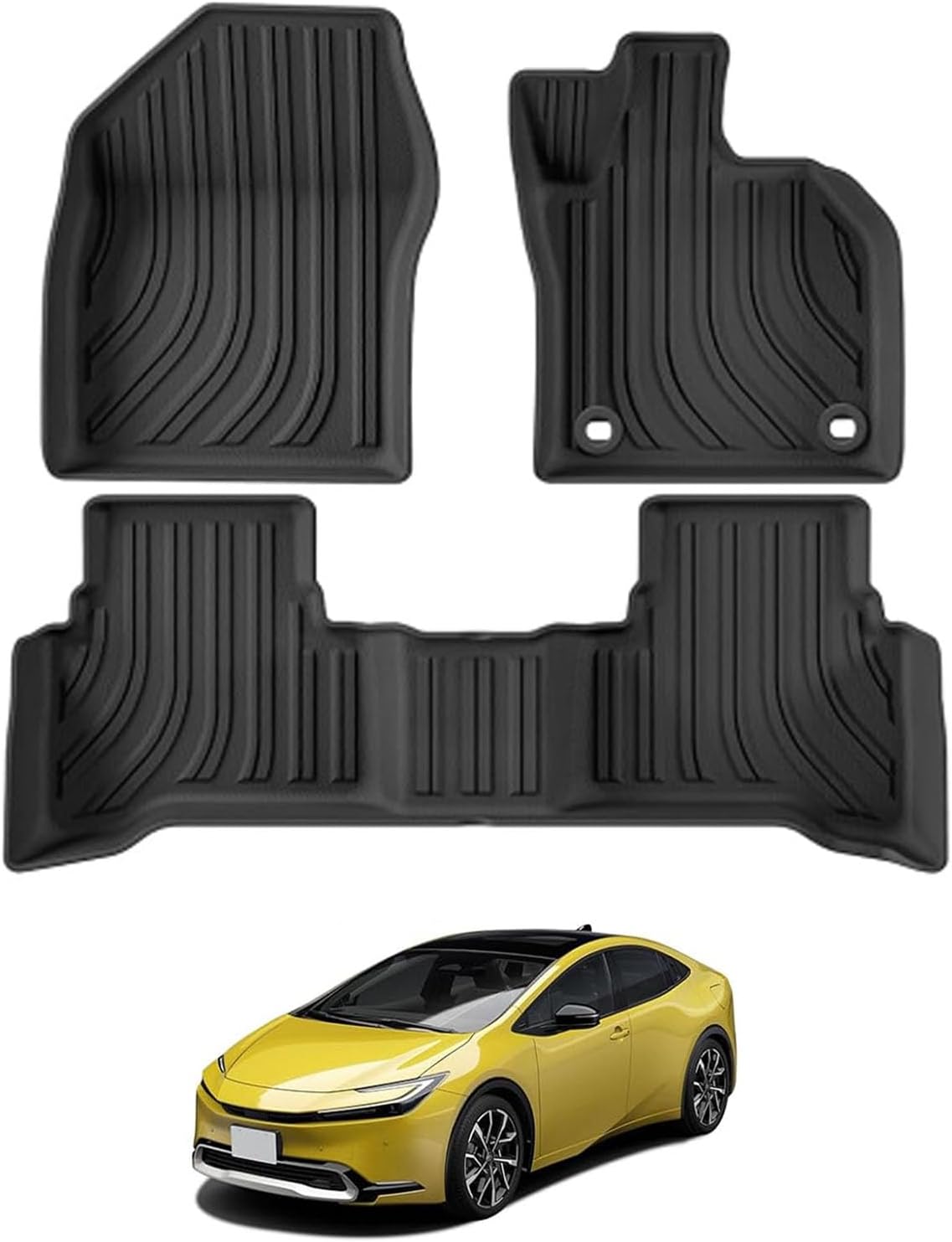LUCKEASY Toyota New Prius 60 Series Exclusive Floor Mat, 2nd Mat, 3D Floor Mat (PRIUS 60 Series ZVW60 ZVW65 MXWH60 MXWH60 MXWH65 January 2023 - Present) TPE Material, 3-Dimensional Structure, Car Mat,
