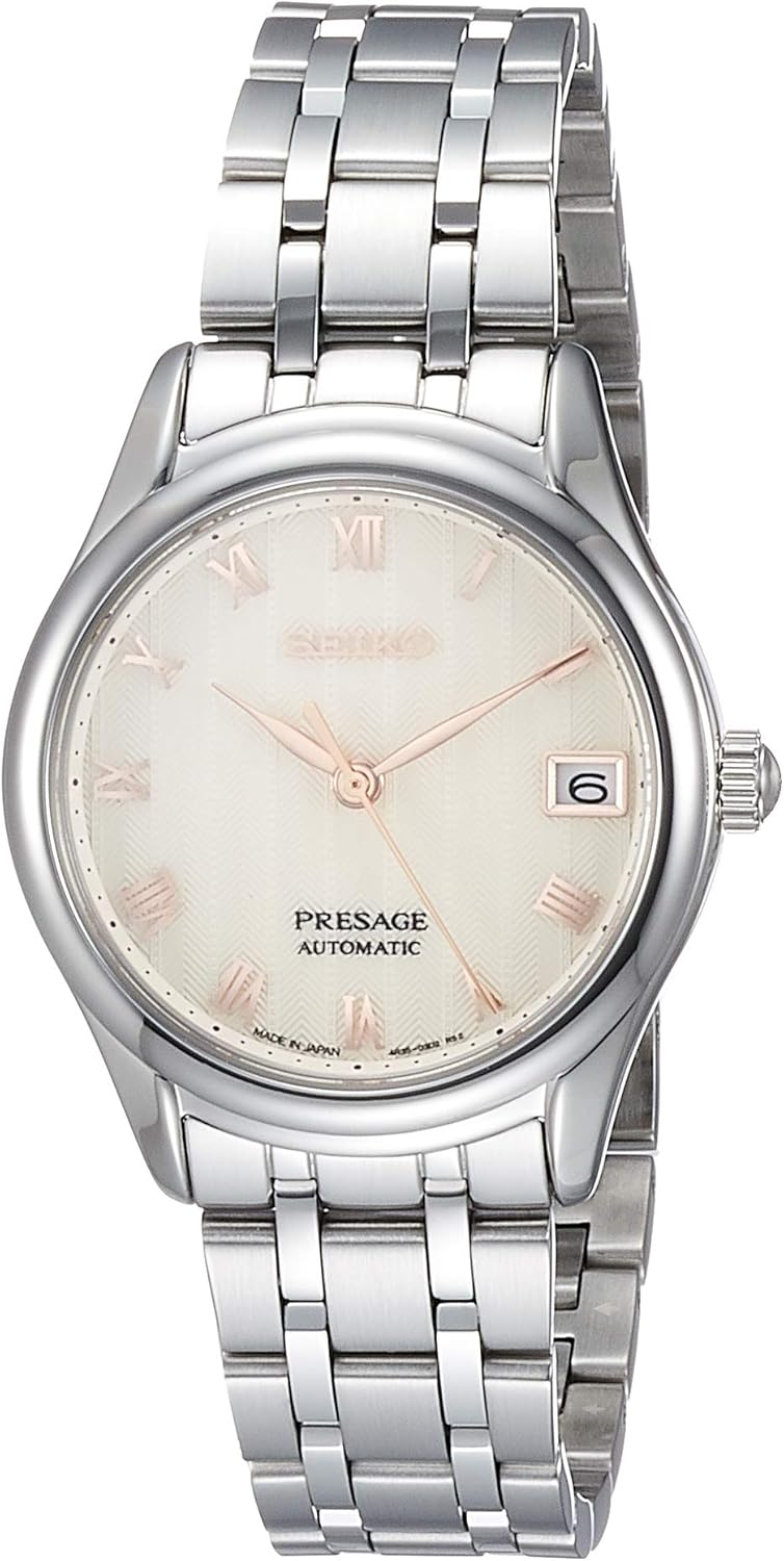Seiko SRRY045 Women's Presage Wristwatch, Silver, Dial: Beige, Bracelet Type