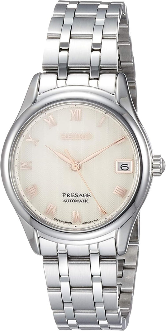Seiko SRRY045 Women's Presage Wristwatch, Silver, Dial: Beige, Bracelet Type