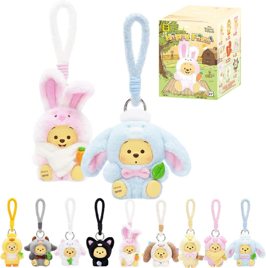 TOP TOY Disney Winnie the Pooh Happy Farm Plush Pendant Series [1 Piece] Blind Box Figure Plastic Model Premium Toy Soft Vinyl Birthday Present Winnie the Pooh Character Collector