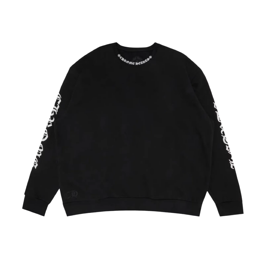 CHROME HEARTS 'NECK LOGO' BLACK CREWNECK