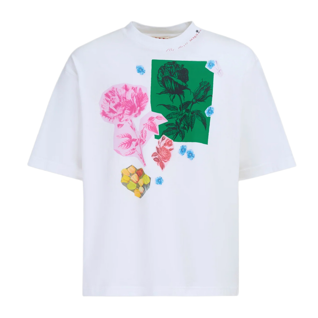 MARNI 'FLOWER COLLAGE' WHITE TEE