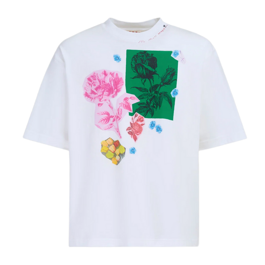 MARNI 'FLOWER COLLAGE' WHITE TEE