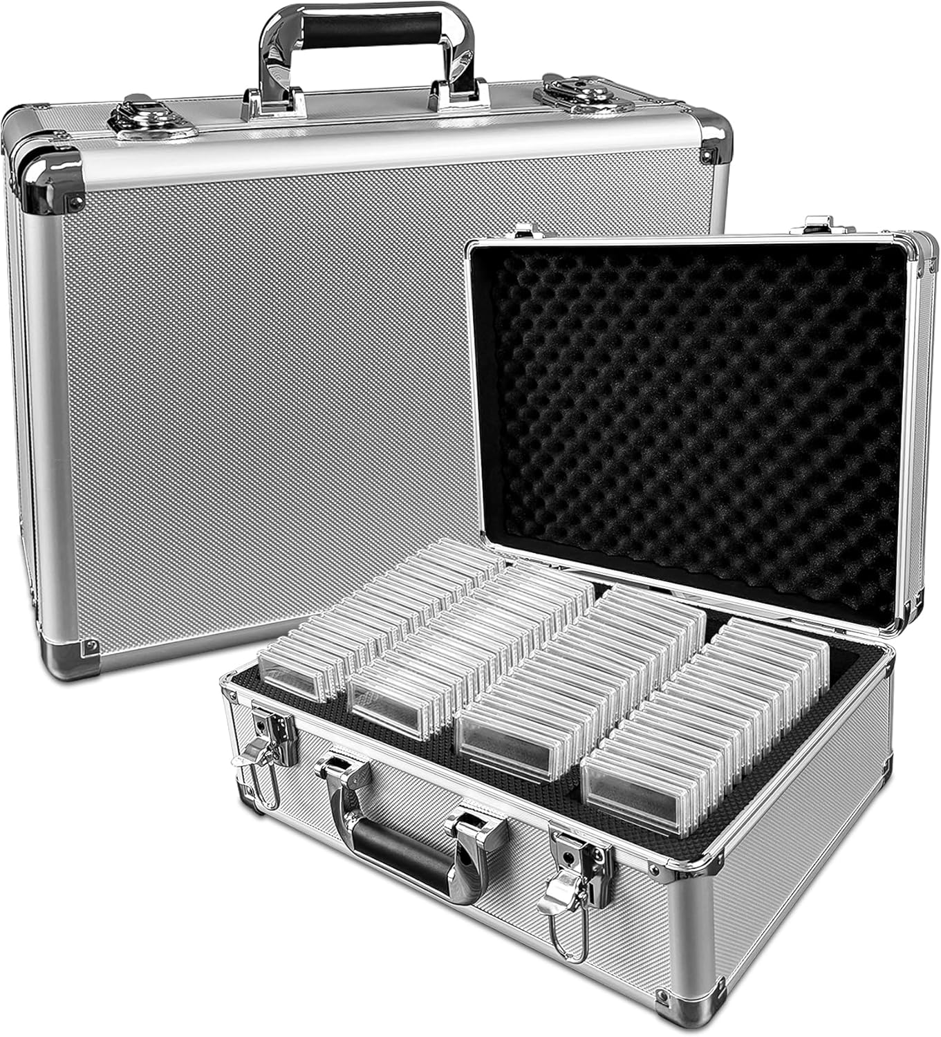 PSA BGS Storage Case Aluminum Alloy Deck Case [2025 Latest Upgrade] Screw Down Also Storable Large Capacity 152pcs PSA Loader Storage ars Authentication Magnetic Loader Case (Silver