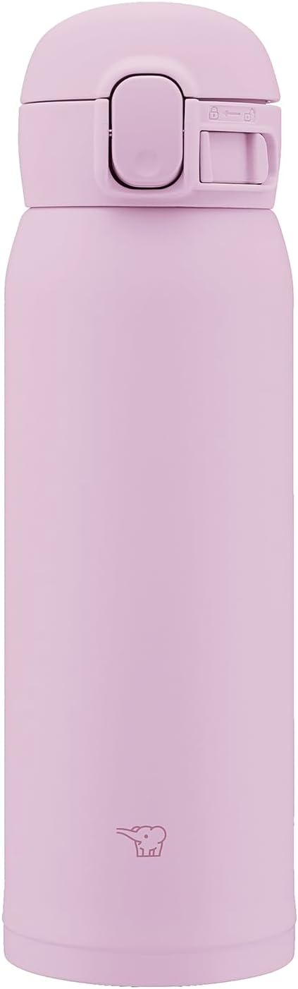 Zojirushi 480ml Water Bottle 【Easy-to-Use Classic Mug】 Easy to Clean, Seamless Lid, Only 3 Parts to Wash, Lightweight & Compact, Keeps Cold & Hot, One-Touch Mug, Orchid SM-WS48-VM