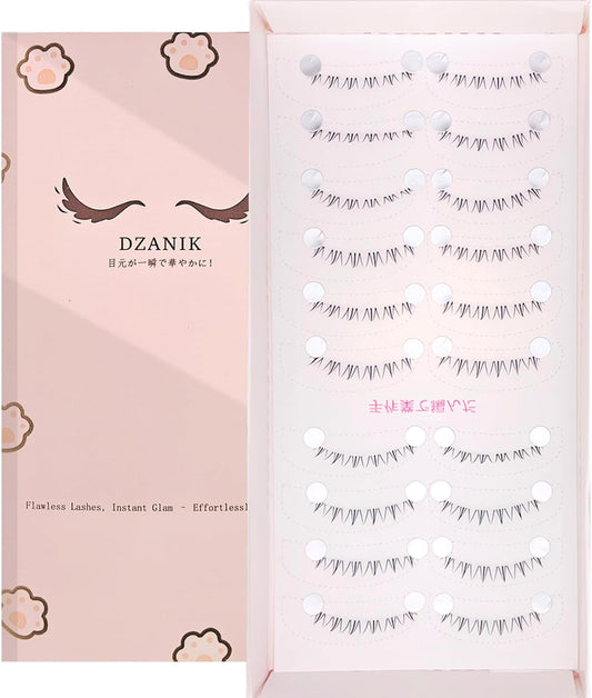 Lower Eyelashes, Transparent Axis, False Eyelashes, Set of 10, Popular Lower Eyelashes (2 Lower Eyelashes)