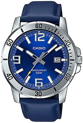 CASIO Standard Men's MTP-VD01L-2B Wristwatch, Kids, Kids, Boys, Cheap Casio, Chipkashi, Analog, Date, Navy, Silver, Leather, Leather Strap, Overseas Model
