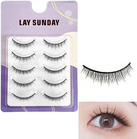 False Eyelashes, Set of 5, Popular, Handmade, Actress Eyelashes, Short, Natural Finish, Popular, Everyday Makeup, Cosplay
