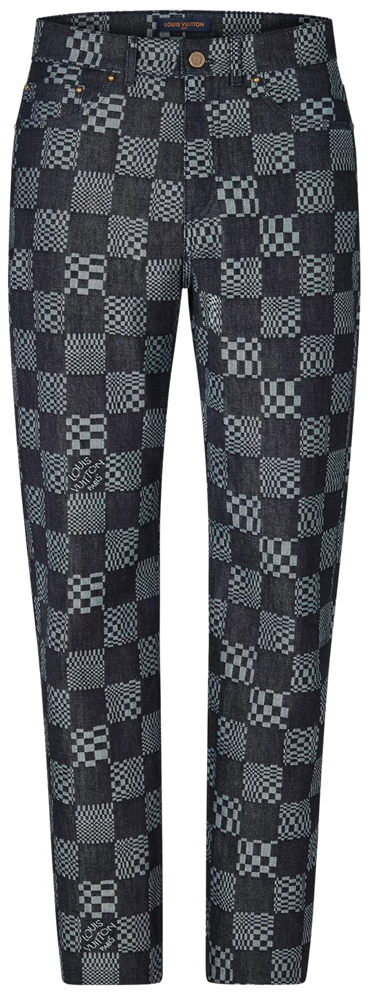 LOUIS VUITTON 'DISTORTED' DAMIER JEANS