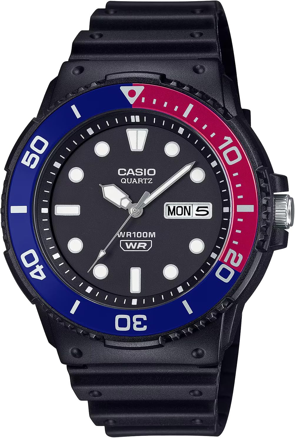 Casio MRW-230 Series Standard Quartz Wristwatch, Men's, Overseas Model, Black x Pepsi Color Bezel MRW-230H-1E2V