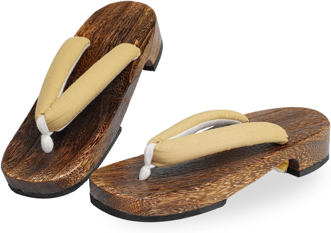 Amemari Women's Yukata Clogs, Large Size, Yukata Clogs, Size 2L (9.4 - 10.2 inches (24.0 - 26.0 cm), Summer, Cotton Linen, Plain Thong, No Pain, Thick Thong, Fluffy Thong, Large Size, Wide, Women's