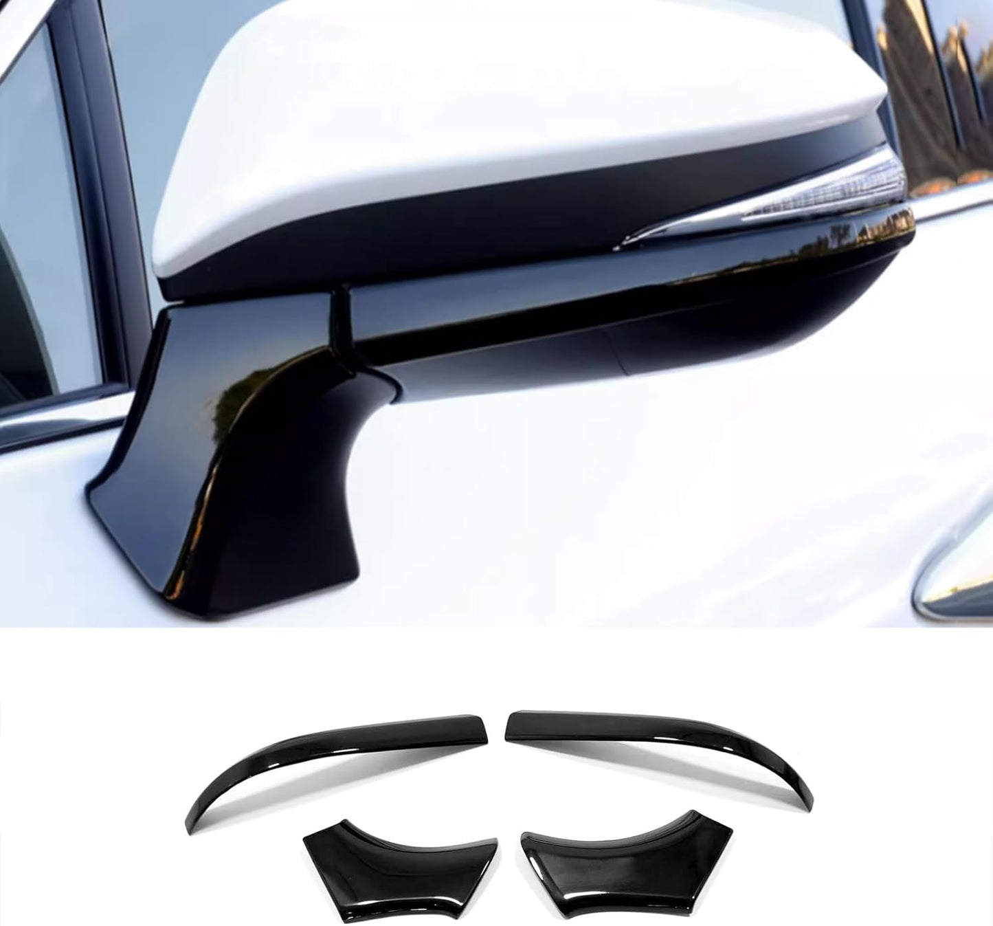 ZUNEIGUNG Toyota Harrier 4th Generation Harrier 80 Series Door Mirror Garnish, Side Mirror Garnish, Fits Toyota Harrier, Designed Exterior Parts, Accessories, ABS Resin 4 Pieces (Black)