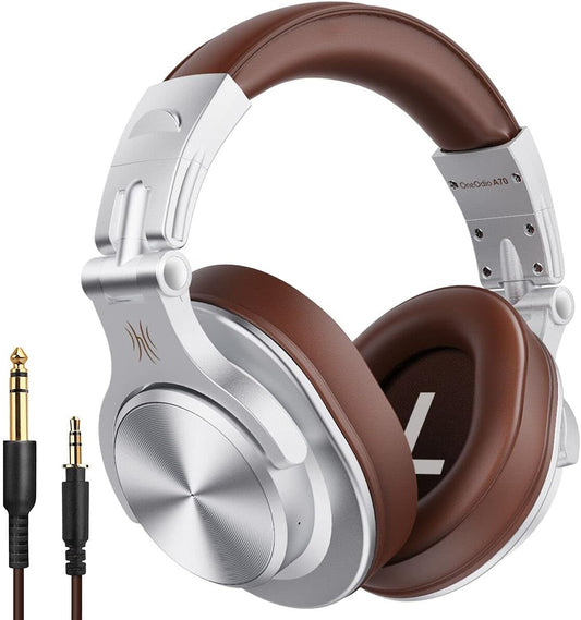 OneOdio Headphones Bluetooth 5.2 Wireless Headphones 72-Hour Playtime Sealed Type With Mic AAC Compatible For DJs Monitor Headphones Music Listening Instrument Practice Studio Audio Mixing Silver
