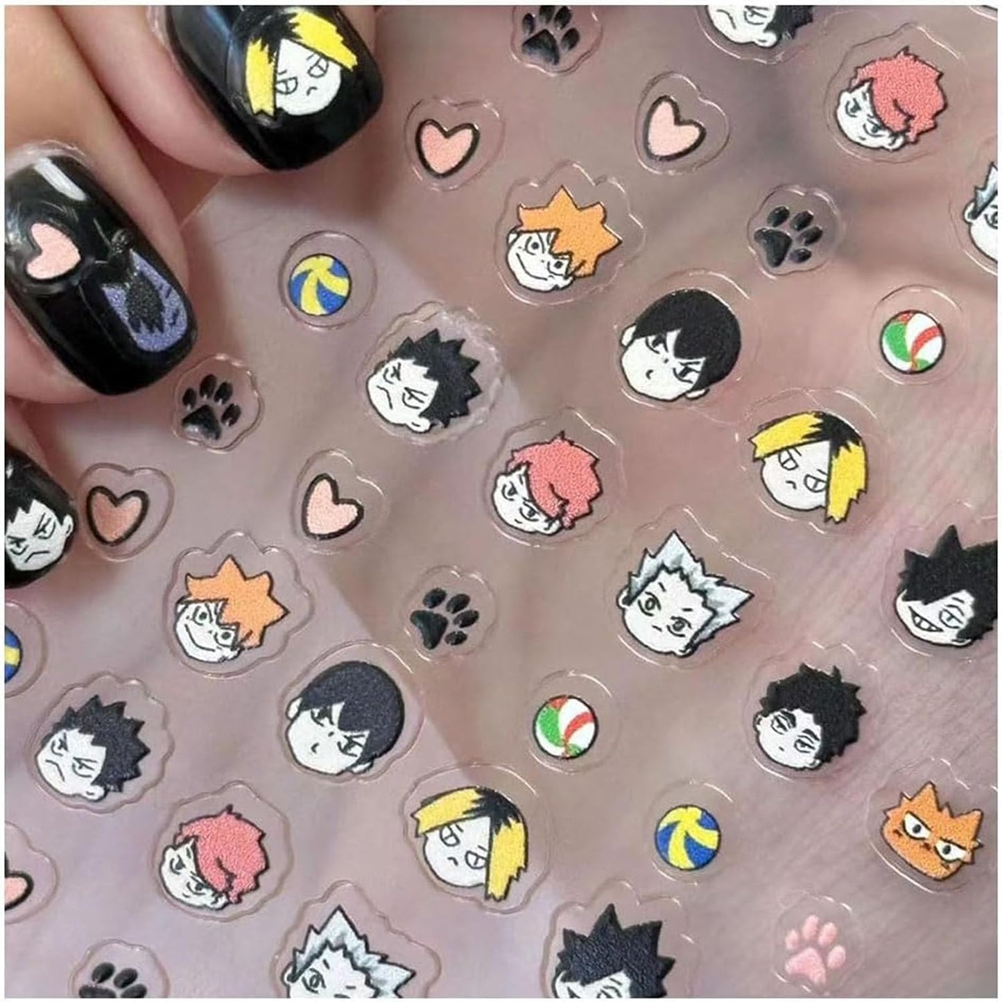 Haikyu Goods, Nail Stickers, Set of 2, Embossed, Nail Stickers, 3D, Cute, Character, Nail Art, Deco Material, DIY, Shouyo Hinama, Toyo Kagayama, Toru Oikawa, Solo Nail Polishing, Tetsuro Black Tail (1 piece)