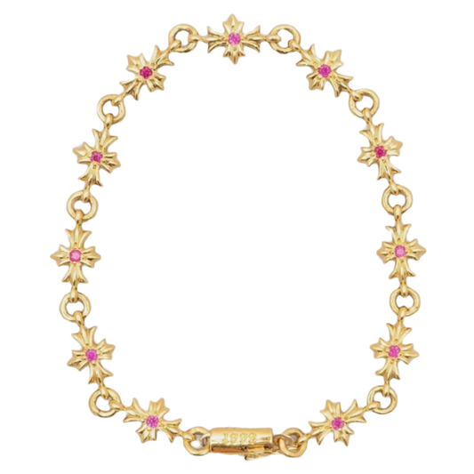 CHROME HEARTS '22K GOLD' PINK SAPPHIRE BRACELET