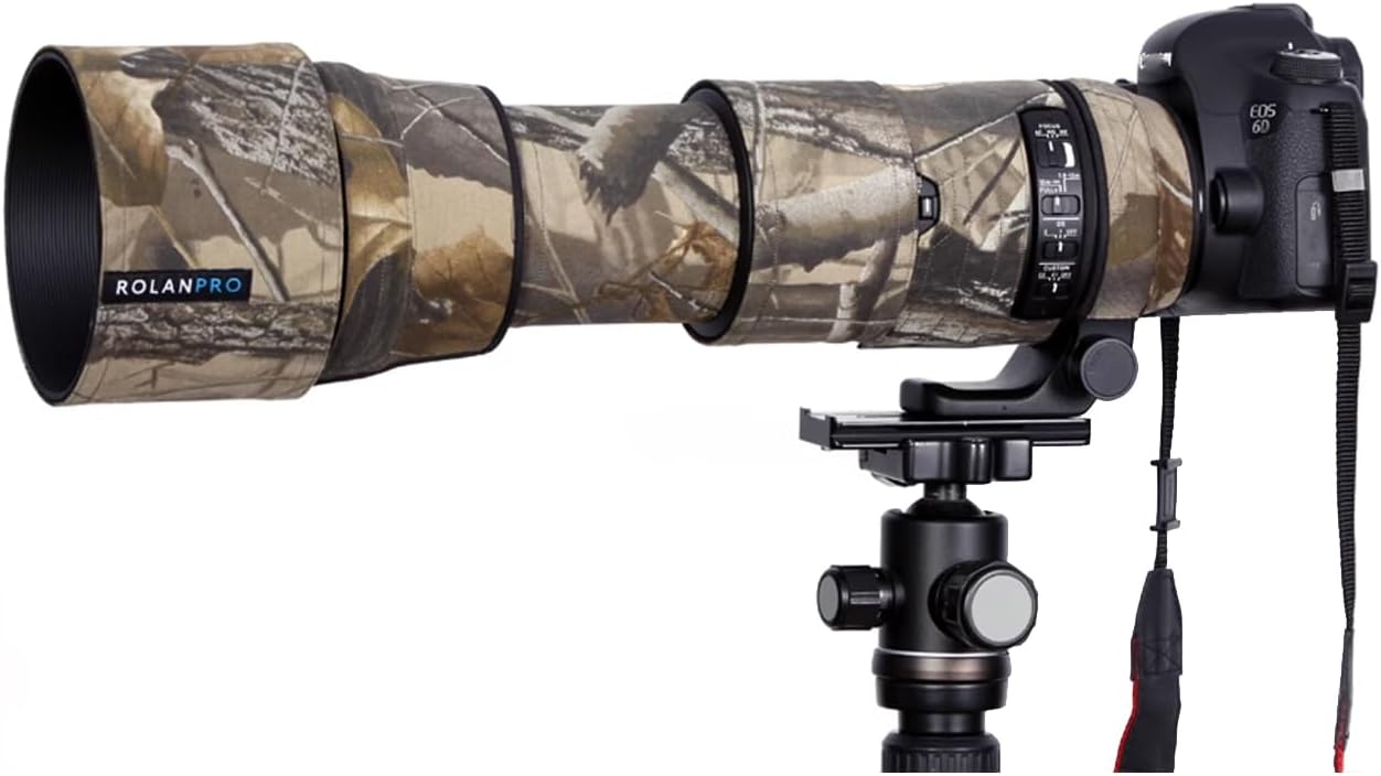 Rolanpro Lens Cover, Camouflage Coat for Telephoto Lens Compatible with SIGMA 150-600mm F5-6.3 DG OS HSM Contemporary (AF Version), Triple Layer Protection, M/AF Jungle Camo, Modern