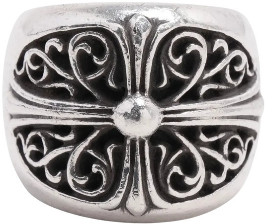 CHROME HEARTS 'OVAL' LARGE CROSS RING
