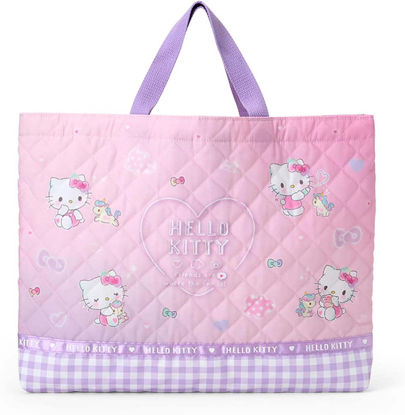 Sanrio Quilted Lesson Bag for Kids, Handbag, Okeko Bag with Loop, Name Space