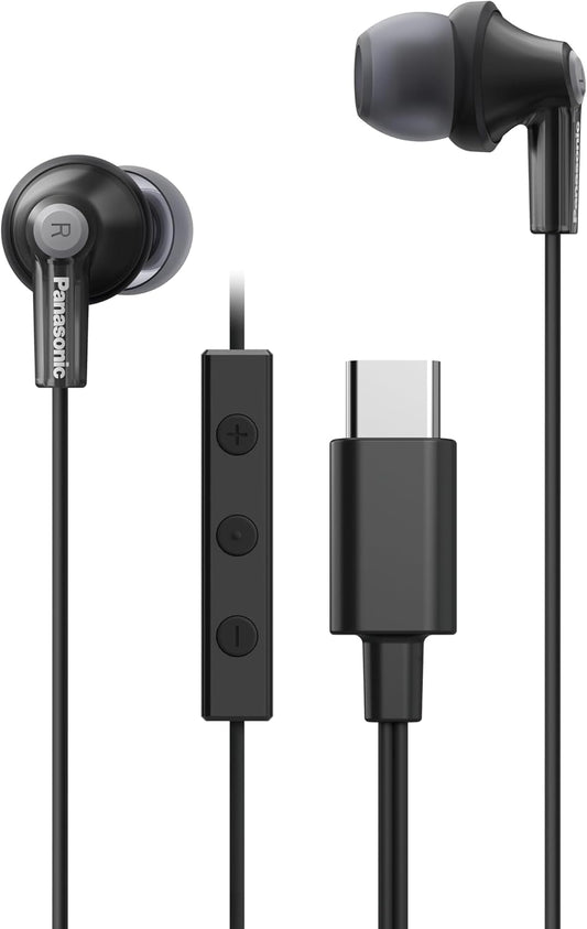 Panasonic RP-HJE150C-K In-Ear Earphones, Wired with Microphone, Type-C Black