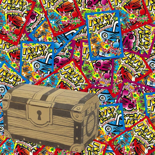Crackling Panic, 3 Types, 150 Bags, Large Capacity, Treasure Box Box (Cola, Grape, Soda), 50 Bags Each Meiji Sangyo Crackling Dagashi, Candy Assortment