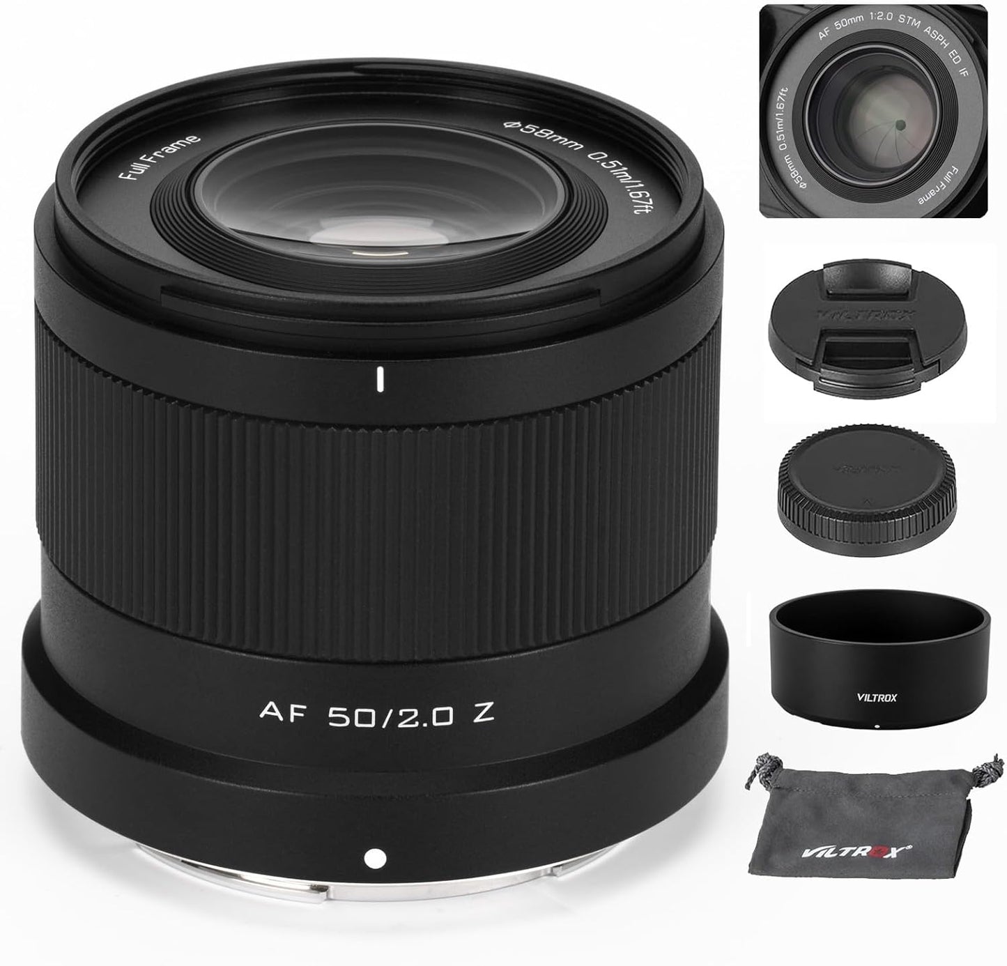 VILTROX 50mm F2 Z Mount Full Frame Large Diameter STM Autofocus Prime Lens for Nikon Z-Mount Cameras Z5 Z50 Z50II Z6 Z6II Z7 Z7II ZFC Z30 Z9 Z8 ZF Z6III