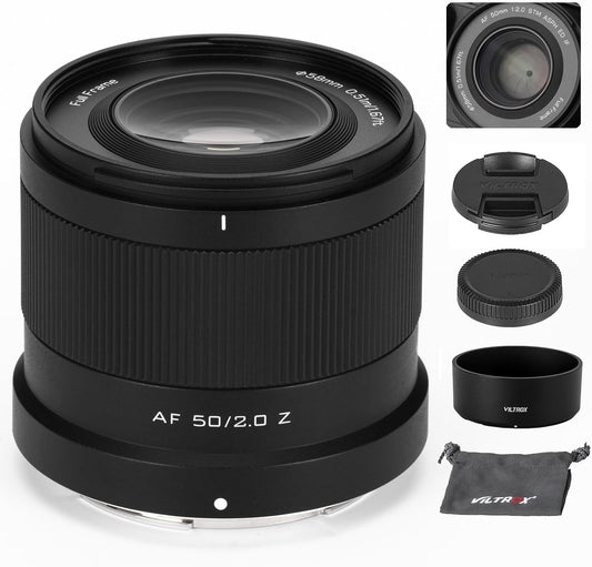 VILTROX 50mm F2 Z Mount Full Frame Large Diameter STM Autofocus Prime Lens for Nikon Z-Mount Cameras Z5 Z50 Z50II Z6 Z6II Z7 Z7II ZFC Z30 Z9 Z8 ZF Z6III
