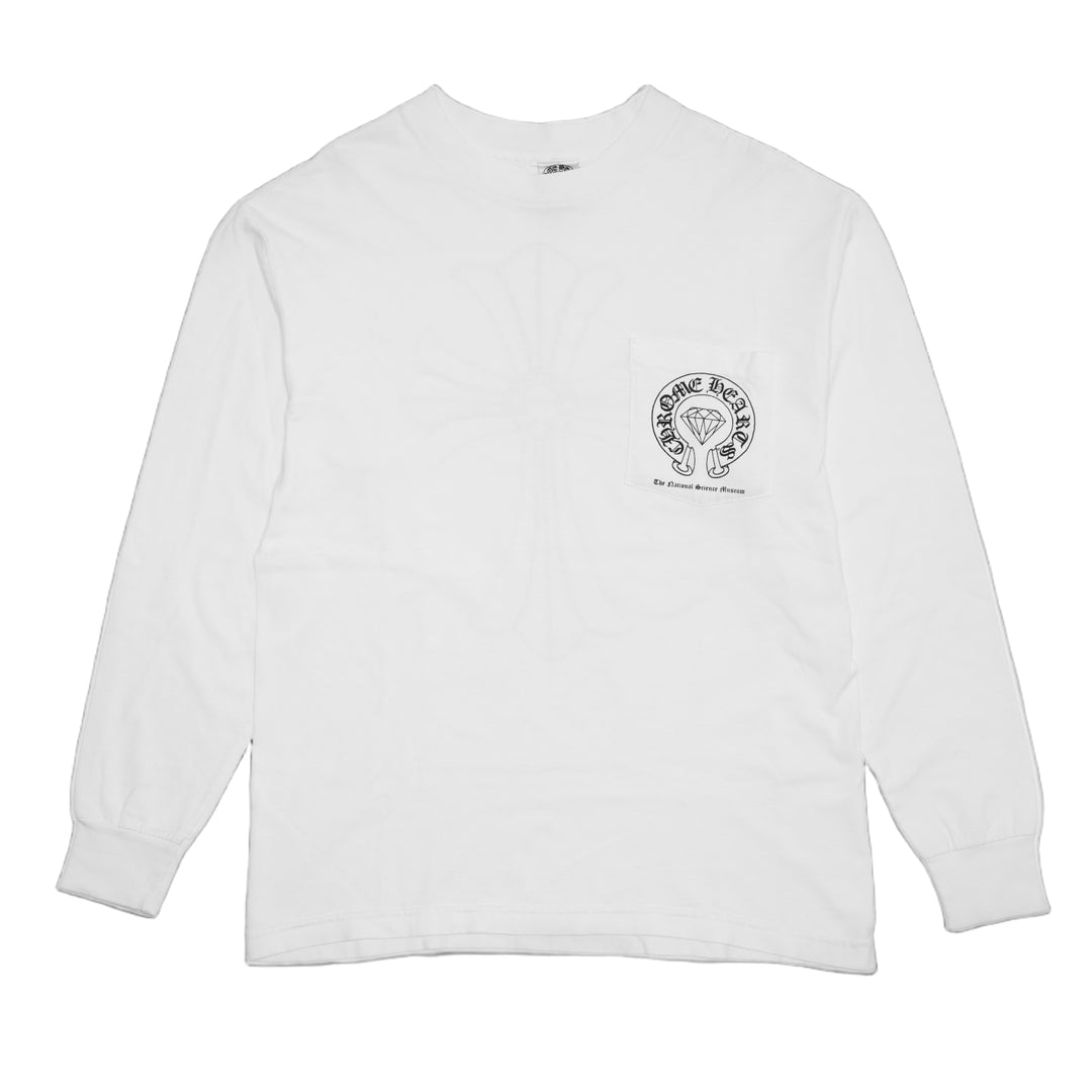 CHROME HEARTS 'DIAMOND THE NATIONAL SCIENCE MUSEUM' WHITE LONGSLEEVE