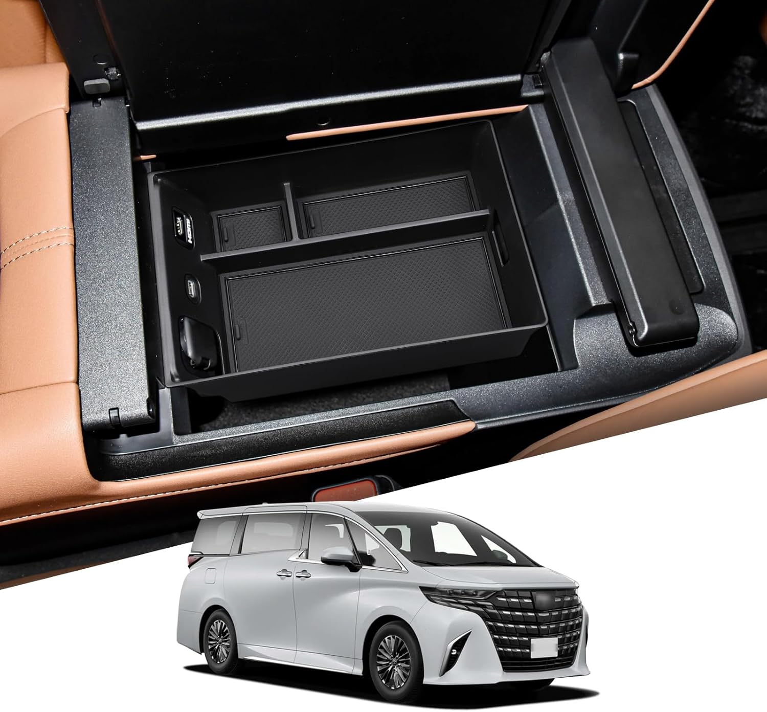 Toyota Alphard Vellfire 40 Series Console Box 2023-Present ALPHARD VELLFIRE 40 Armrest Storage Box Built-In ABS Interior Parts Accessories