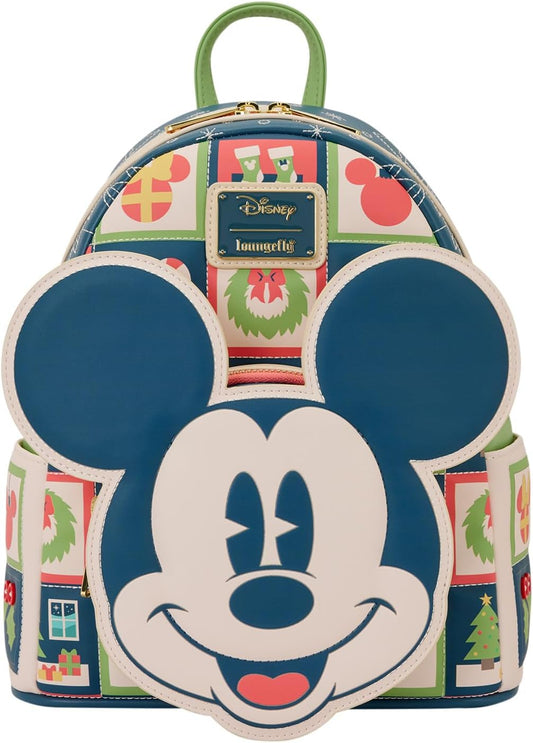 Loungefly Mini mochila navideña de Mickey y Minnie de Disney