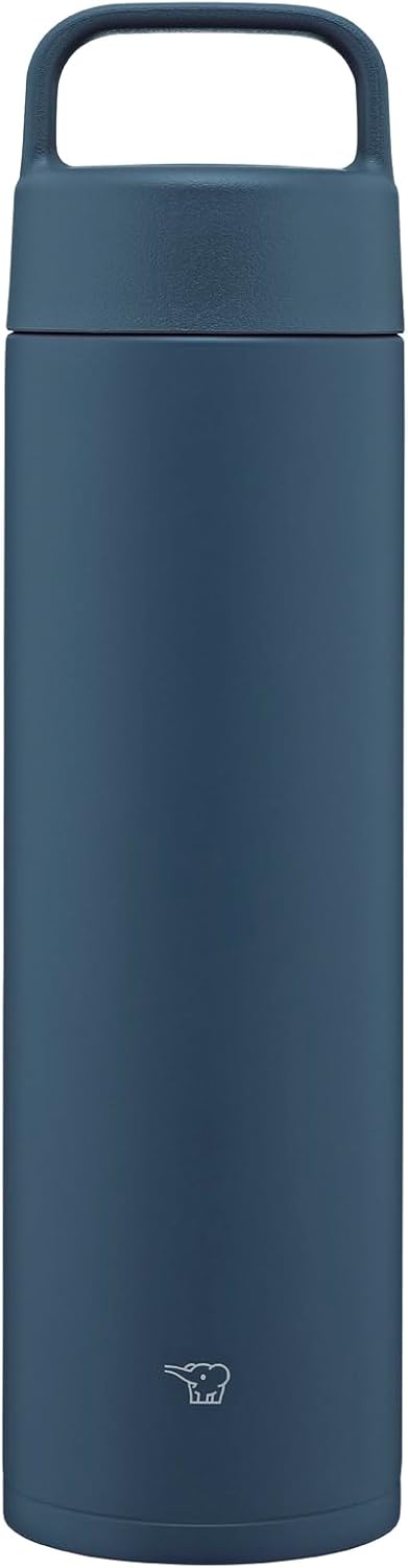 Zojirushi Water Bottle 650ml 【Convenient Handle for Carrying】 Easy to Clean, Dishwasher Safe, Seamless Lid, Only 2 Parts to Wash, Keeps Hot and Cold, Screw-On Mug, Navy SM-RS65-AD